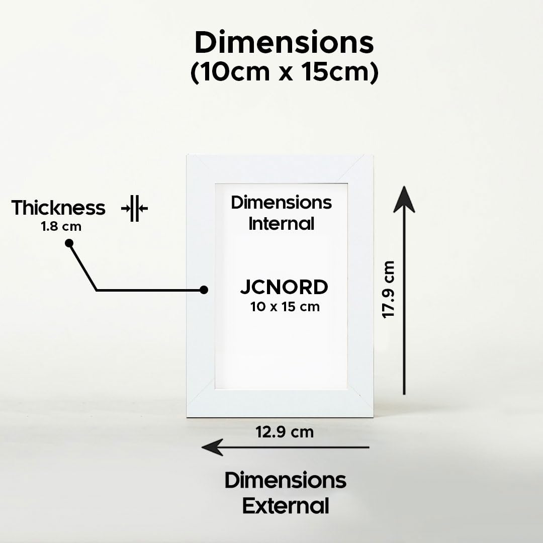 JCNORD White MDF Wooden Picture Frame 6x4 inches (10x15 cm) with Shatterproof Acrylic Glass, 10 x 15 cm - Image 2
