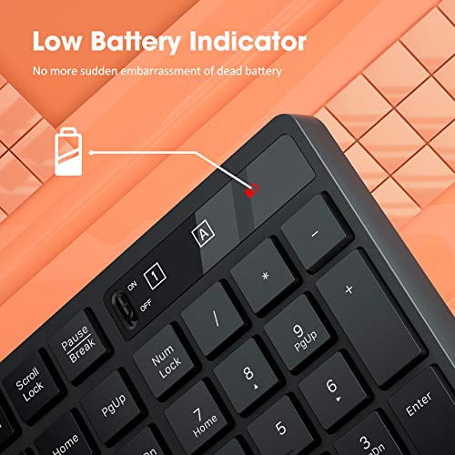 VicTsing Wireless Keyboard and Mouse Combo [Energy Saving], 3 Level DPI Adjustable Wireless Mouse and 2.4GHz Computer Keyboard, Independent On/Off Switch, Num/Caps/Power Indicator, Black - Thumbnail 2