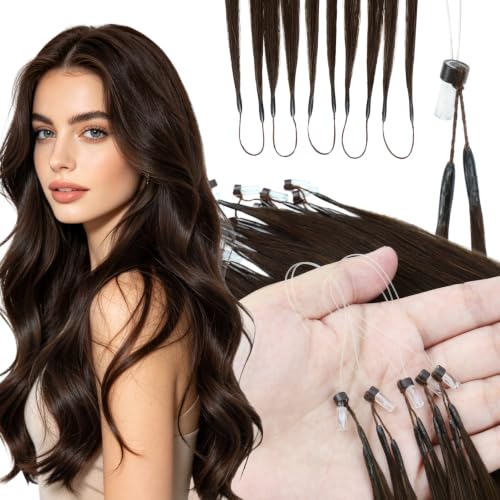 Image of Moresoo Microlink Hair Extensions, Feather Tip, Medium Brown, 18 Inch 40g