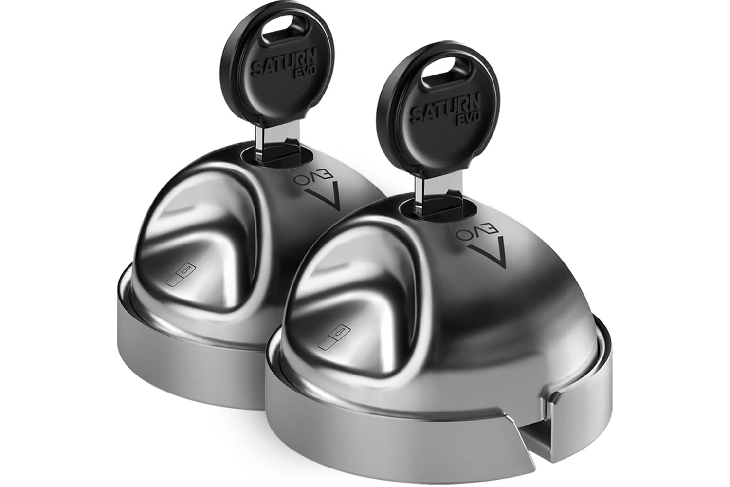 DAKEN Saturn Evo Doppel - Set von 2 Robusten Diebstahlsicheren Schlössern für Nutzfahrzeuge, Manuelle Verriegelung, Edelstahl