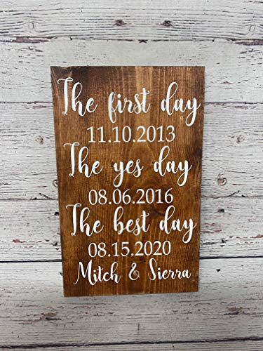 Personalized Wedding Date Sign Save The Date Last Name Wooden Rustic Country First Day Yes Day Best Day Valentines Day Her