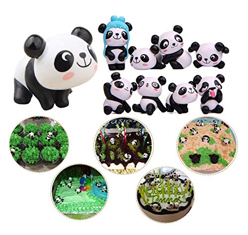 Panda Cake Toppers, Fashionclubs 12pcs Cute Panda Toys Figurines Playset for Cake Decoration, DIY Fairy Garden Miniature Ornaments Doll - Thumbnail 5