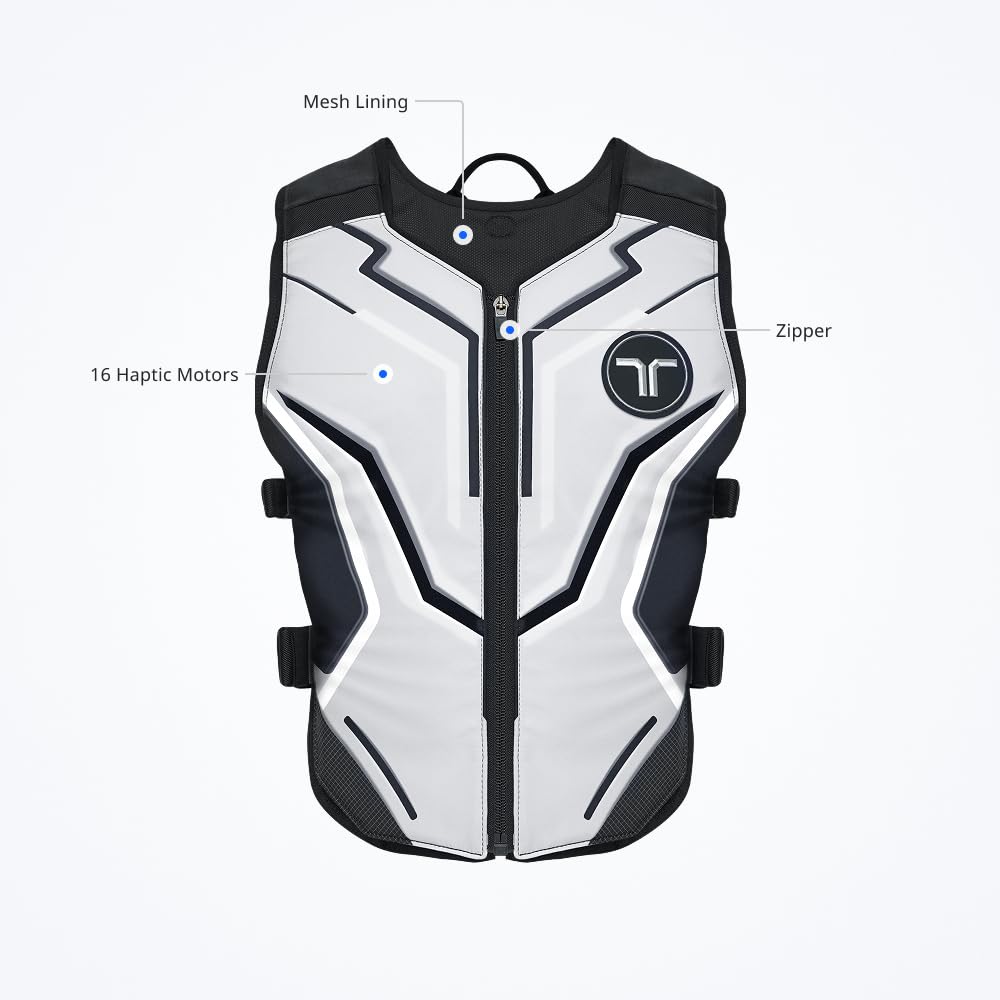 bHaptics TactSuit Air Ash, Gilet Haptique 16 Moteurs, Couleur Noir - Blanc