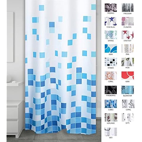 Ridder 403310 - Cortina de Ducha Textil Azul 200 x 180 cm Cover