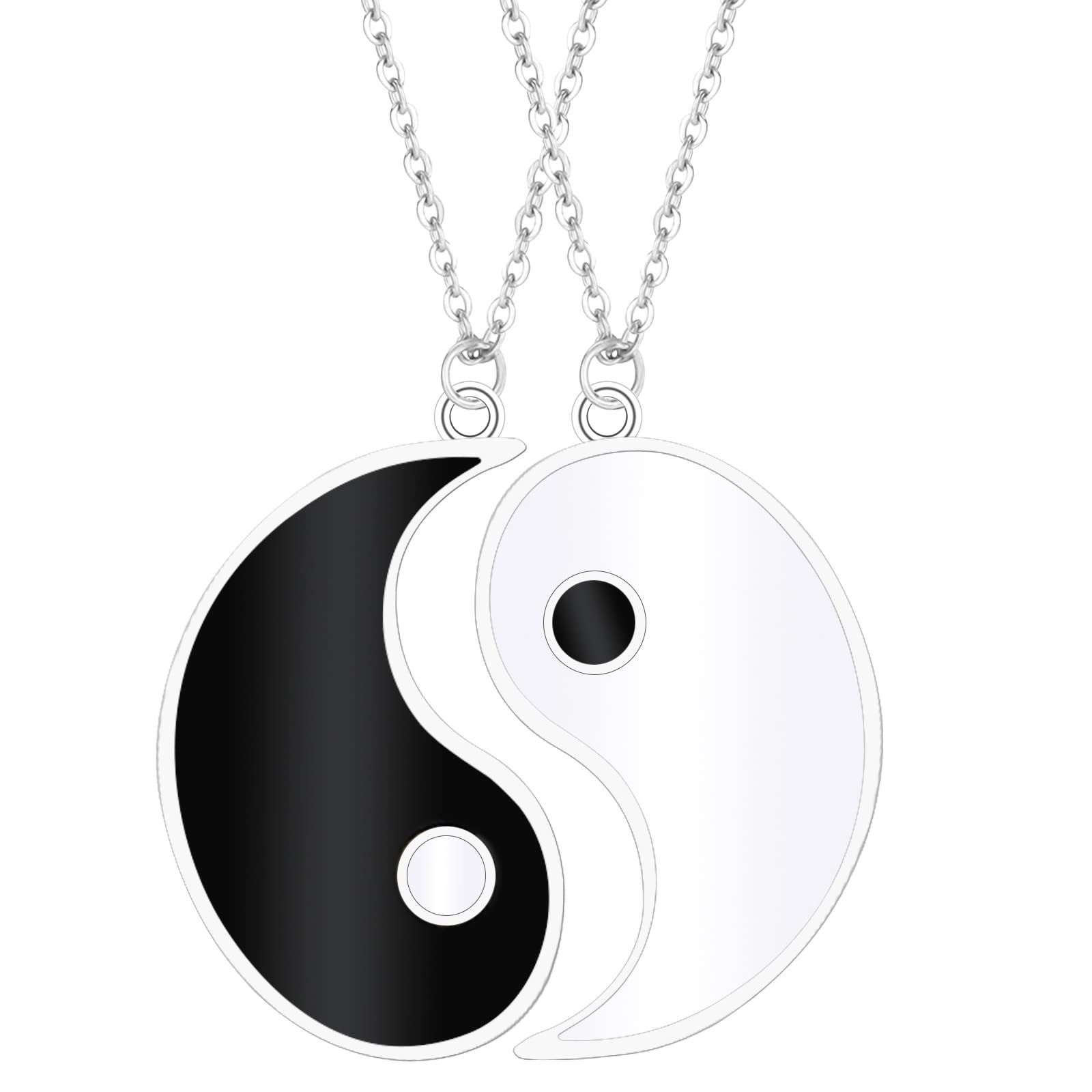 2 Matching Yin Yang BFF Couples Necklace Chain Friendship Girlfriend Women Men Best Friend Necklace Gifts for Valentine's Day Birthday