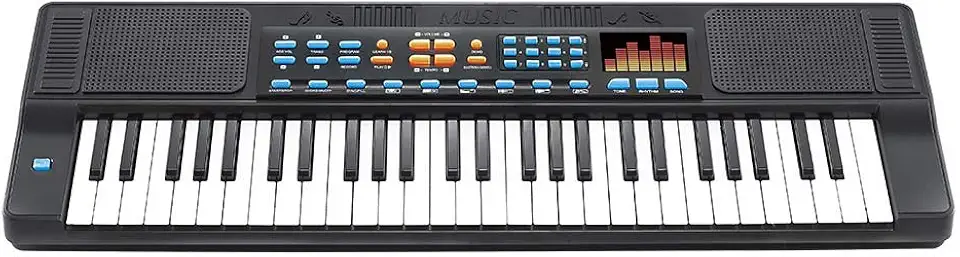 Teclado Infantil com Microfone 54 Teclas HS5460A 70cm, DM Toys, Preto, DMT5700