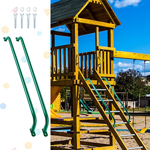 Lounsweer LOUNSWEER-PLAYHOUSE LADDER-02 2 Pieces Playground Accessories Metal Green Safety Handles Playhouse Ladder Handle Long Green Grab Handle Bars thumb #5