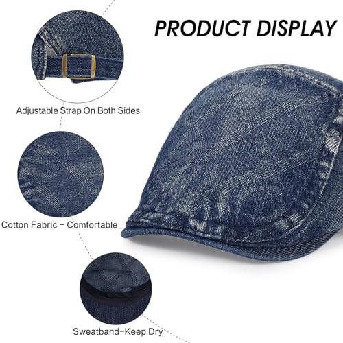 Image of 3Pcs Men's Newsboy Caps Cotton Cooling Hat Adjustable Flat Cap for Men