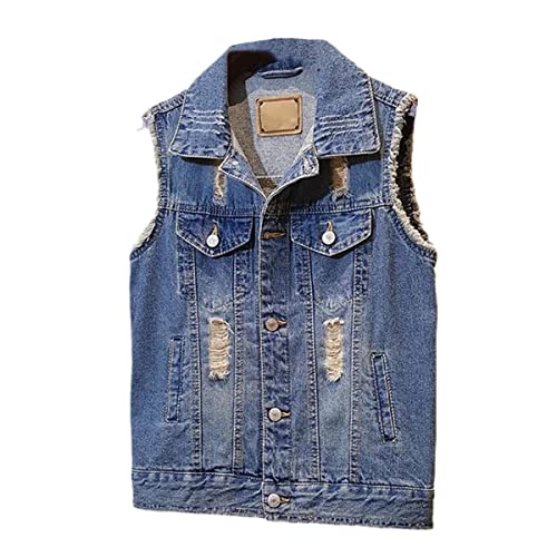 Chaleco de mezclilla para mujer estilo vintage desgastado con botones frontales tallas curvy