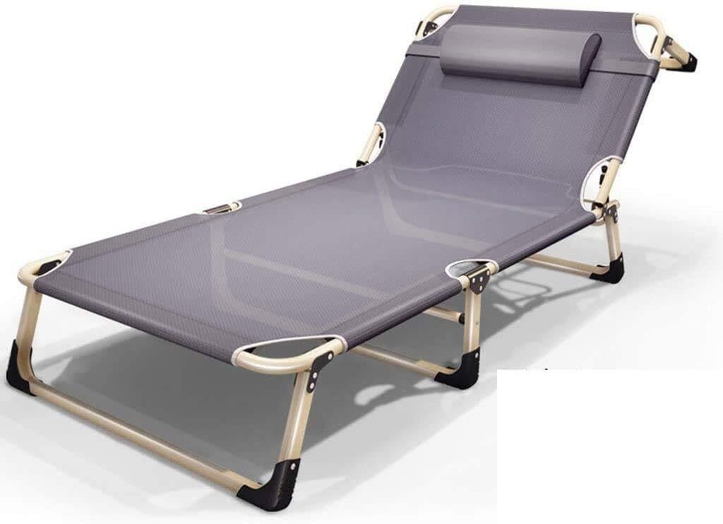 Foldable Sun Lounger Garden Chair with Pillow, Lightweight Widened Beach for Outdoor, Camping, Patio, and Lawn, Comfortable Reclining Lounge