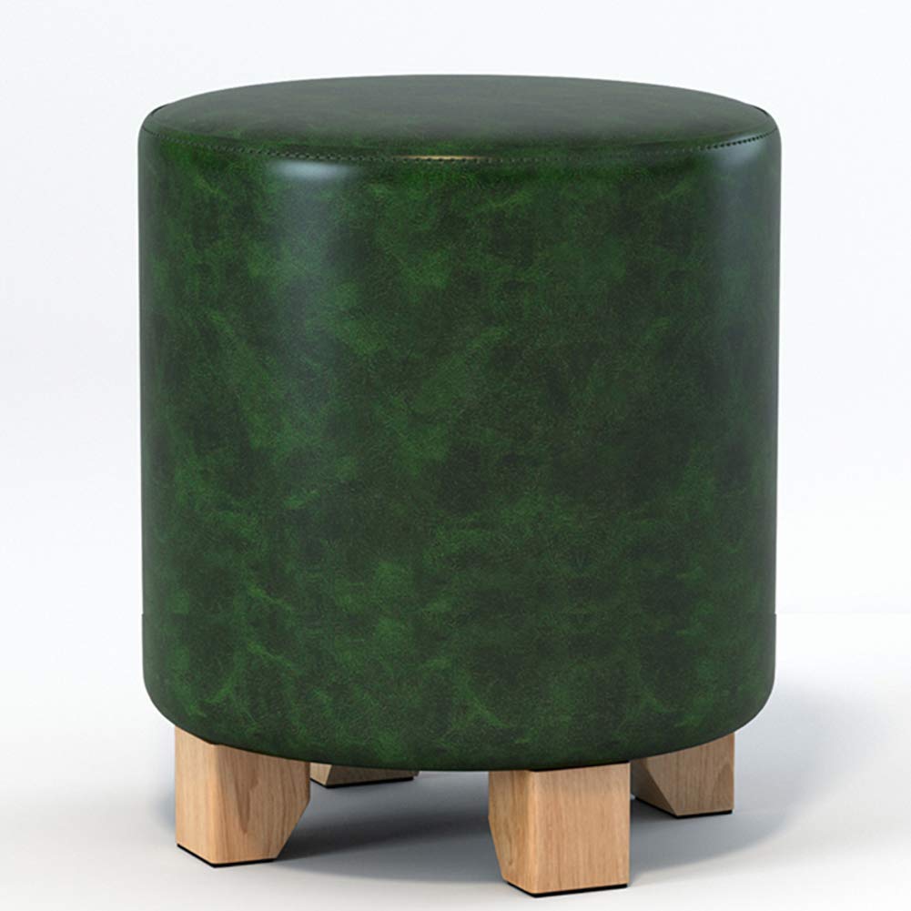 Pouf ottoman repose-pieds en bois tabouret de coiffeuse rond de salon