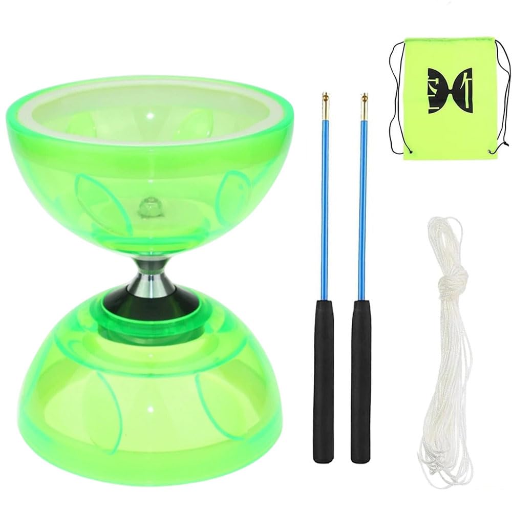 Diabolo Freiläufer mit Kugellager Dreifache Lagerung Set, Diabolo Leuchtend im Dunkeln, Jonglier-Set, Jonglierspielzeug, für Kinder Erwachsene, Anfänger Profis