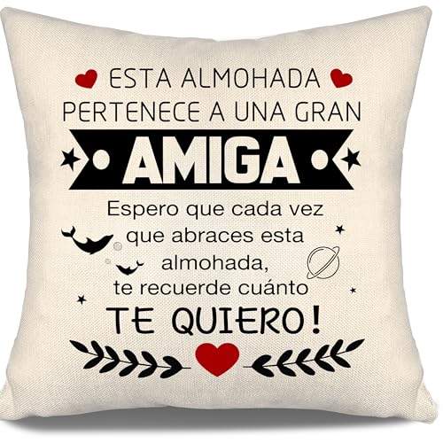 Aosumin Espero Que Cada Vez Que abraces Esta Almohada te recuerde cuánto te Quiero Funda de Cojín para Amigas Cumpleaños Regalo de Amistad para Mujeres Niñas (Amiga-a) Aosumin Espero Que Cada Vez Que abraces Esta Almohada te recuerde cuánto te Quiero Funda de Cojín para Amigas Cumpleaños Regalo de Amistad para Mujeres Niñas (Amiga-a)