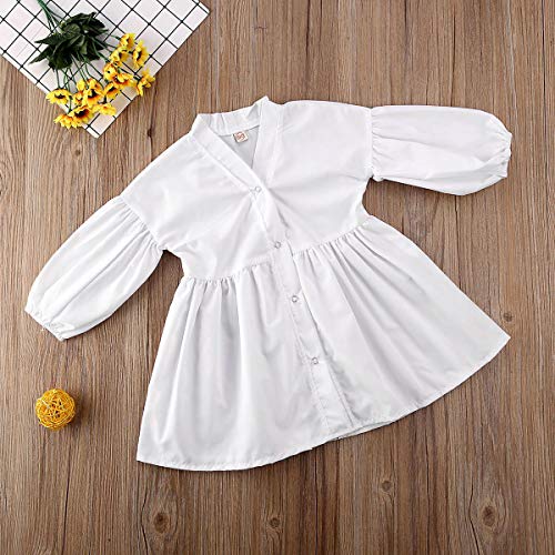 image for Argorgeous Baby Girls Dress Shirt White Puff Long Sleeve Tops Toddler 