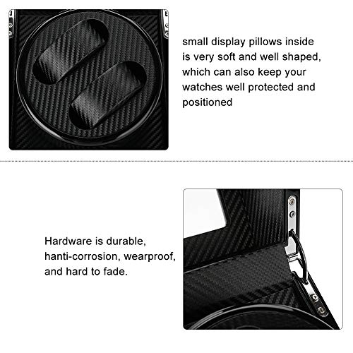 Double Automatic Watch Winder, Mechanical Watch Winder Box Wristwatch Holder for Display & Storage with Quiet Motor AC Adapter, Wood Shell, PU Leather, Glass lid, Soft and Flexible Watch Pillows(03)