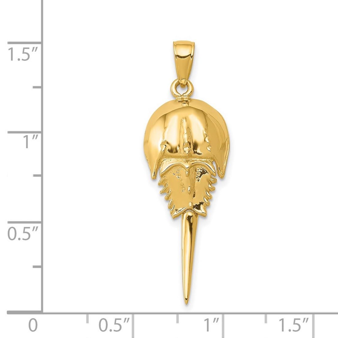 14 ct Gelb Gold Poliert Bewegliche Hufeisen Krabbe Anhänger