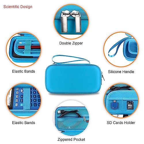Elonbo Tragetasche für Texas Instruments TI-84 Plus CE/TI-84 Plus/TI-83 Plus CE/Casio fx-9750GII Farbgrafik Rechner, Extra Mesh Tasche Passend zum Ladekabel, Ladegerät, Handbuch, Blau