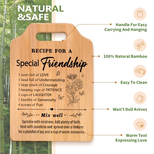 Friendship Gifts for Women, Friend Gifts for Women - Unique Bamboo Cutting Board, Best Friend Birthday Gift for Her, Christmas Friendship Persents for Her - Image 4