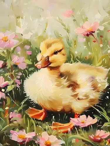 Kit peinture diamant 5D canard et fleurs 30x40 cm pour broderie adulte