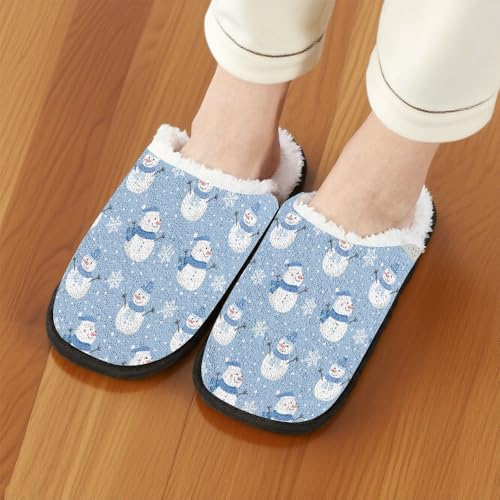 Christmas Outdoor Slippers for Women Men Buffalo Plaid Funny Reindeer Santa Snowman Xmas Tree Snowflake Fuzzy Slipper Winter Indoor Slip on Cozy Memory Foam House Shoes Holiday Party Gifts3