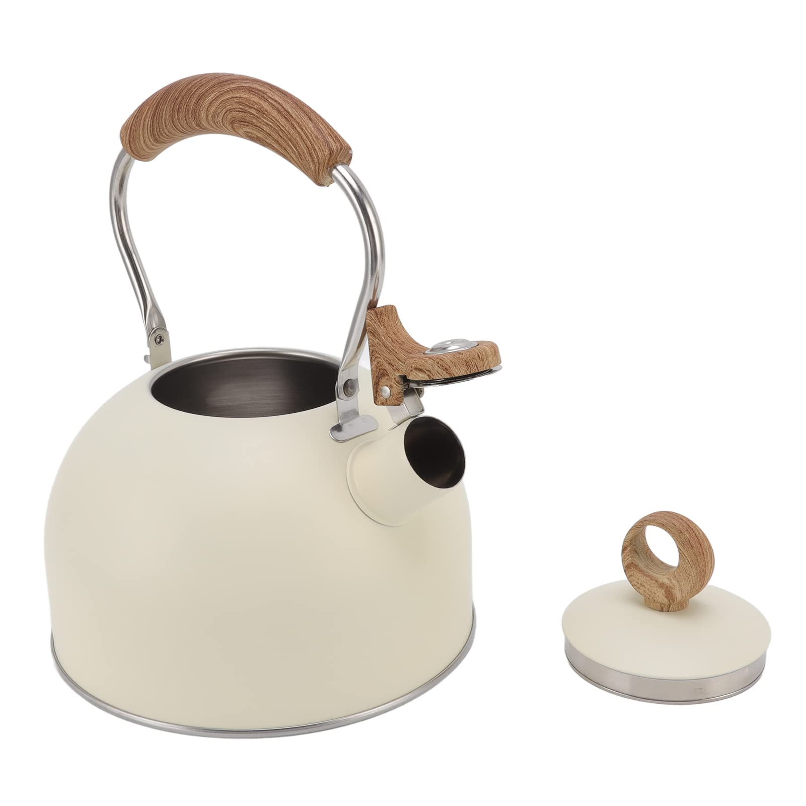 Bollitore a Fischio 2,5 Litri, Acciaio Inossidabile, Fondo Capsulato, Beige