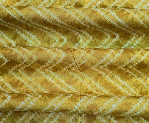 Image of 2 Meter Hand Block Indian Cotton Unstitched Jaipuri Handmade Digital Printed Fabric Material for Women Kurta /Blouse /Palazzos /Piece Material for Women's (Lehriya Yellow)