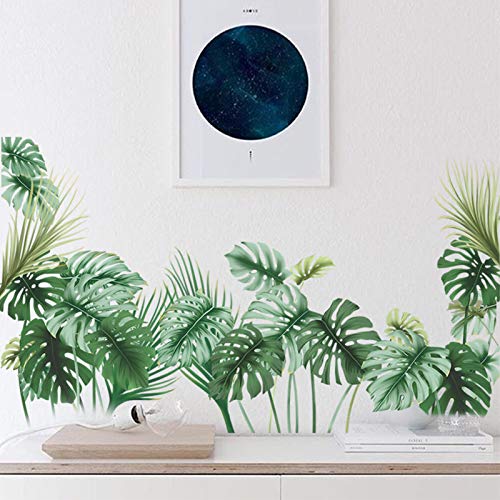 Tropical Wall Decals Palm Leaf Wall Stickers For Living Room, Green Plants Wall Decor Posters Vinyl Peel And Stick Art Murals For Bedroom Nursery Office #TOP2