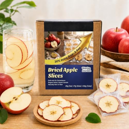 WildSap Emeralds Dried Apple Slices (3.6 oz / 102g) - Natural Chewy Dried Tropical Fruit Snacks, No Added Sugar Unsweetened Slices for Whole Family