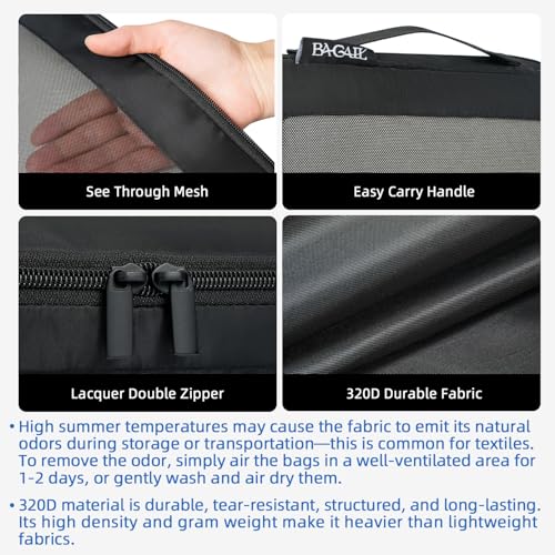 Image of BAGAIL 4 Set /6 Set /8 Set Compression Packing Cubes Travel Accessories Expandable Packing Organizers (Square Mesh, 06-Black)