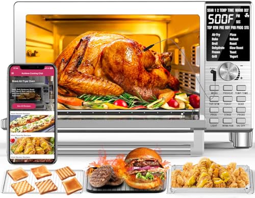 Nuwave Bravo XL Air Fryer Toaster Smart Oven, 12-in-1 Countertop Grill/Griddle Combo