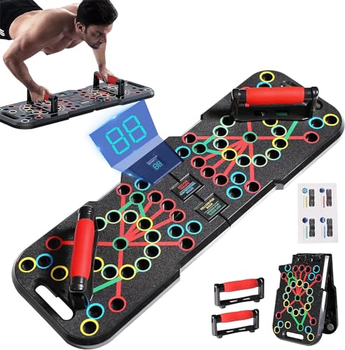 CRAZYROPE Faltbare 41 in 1 Push Up Board mit Zähler, Breit Liegestütze Brett mit Handgriff für Muskeltraining und Krafttraining, 41 Kombipositionen