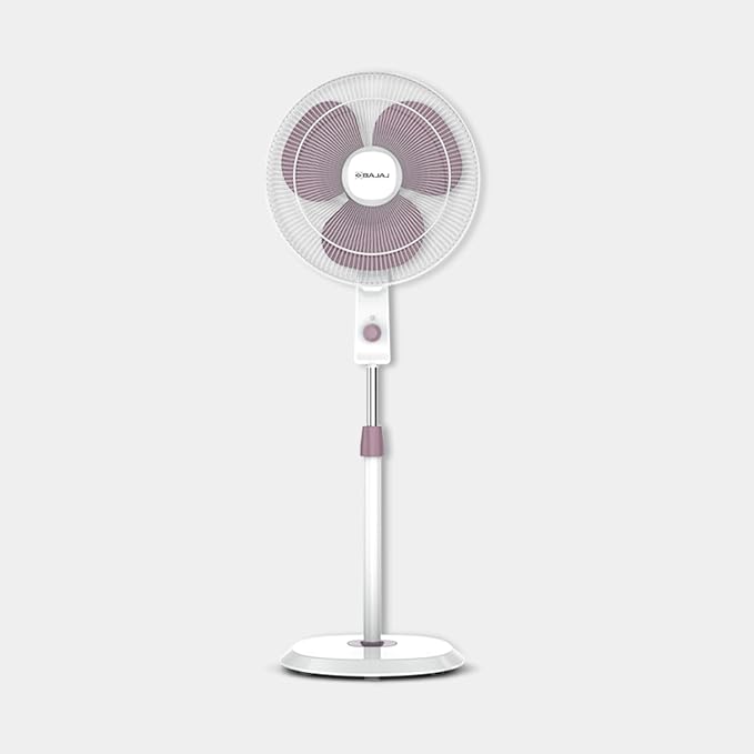 Bajaj Robusto 400mm Oscillating Pedestal Fan for Home | DuraBreezeTM Technology | Surge Protection | 100% Copper Motor | High Air Delivery | Modern Décor | 3 Years Warranty 【Lavender & White】