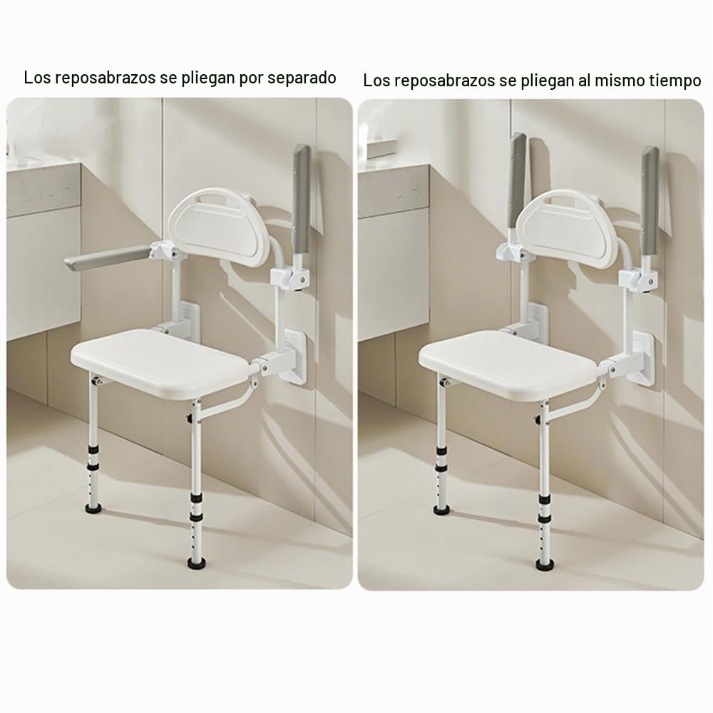 HEYOUTH Asiento de Ducha Abatible,Silla de Ducha para Personas Mayores,Taburete de Ducha montado en la Pared,Soporta hasta 180 kg,Antideslizantes,para Personas Mayores y discapacitadas