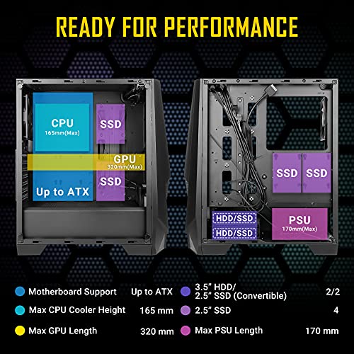 Image of Antec NX310 Mid-Tower ATX Computer Cabinet /Gaming Case | 3 USB Ports with 1 x 120mm ARGB Fan in Front and 1 x 120mm Fan in Rear