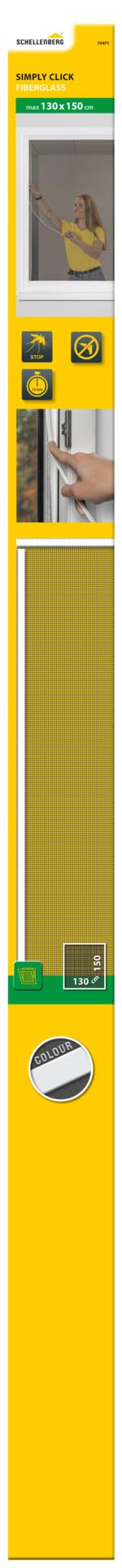 Schellenberg Fliegengitter Fenster Easy Click Fiberglas 130 x 150 cm Weiß
