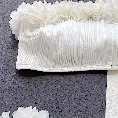 Bikini sin tirantes blanco talla M: traje de baño de dos piezas para mujer 4