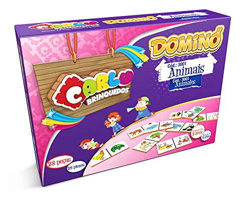 Carlu Brinquedos - Animais Dominó 28 Peças, 3+ Anos, Multicor, 3001
