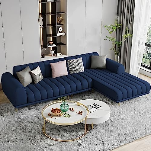 Image of Casaliving Herrick L Shape Sofa Set with for Living Room (Blue, 4 Seater - RHS)