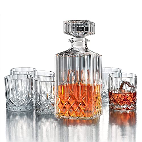 La mejor comparación de Jarras y decantadores - los más vendidos. 49 Voyzdx Vasos y Jarra de Whisky, Resistente Botella de Whisky Set para Scotch, Bourbon, 750 ml Decantador y 6 Copas de Whiskey 220 ml,Regalo de Whisky para Hombre,Padre,Juego de 7...