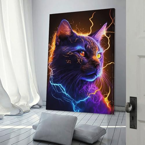 Toile POLIUAWS Star Cat œuvre d'art murale de dimensions 30 x 45 cm