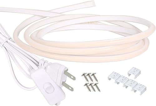 Miniatura 2 de Tira de luces LED para exteriores, impermeable, IP67 AC 110 V, tira LED COB, 6.56 pies, cuerda de luz cortable con enchufe de EE. UU., 4000 K, luces