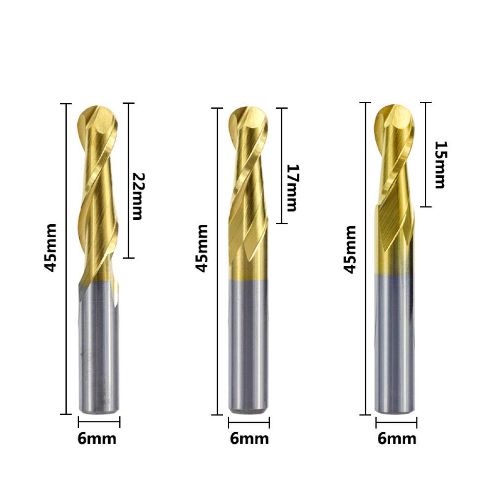 1 stück 6mm Schaft Kugel Nase End Mühle 2 Flöte Spiralendfräser Wolframkarbid CNC Router Bit Gravur Bit 15/17 / 22mm-22mm.