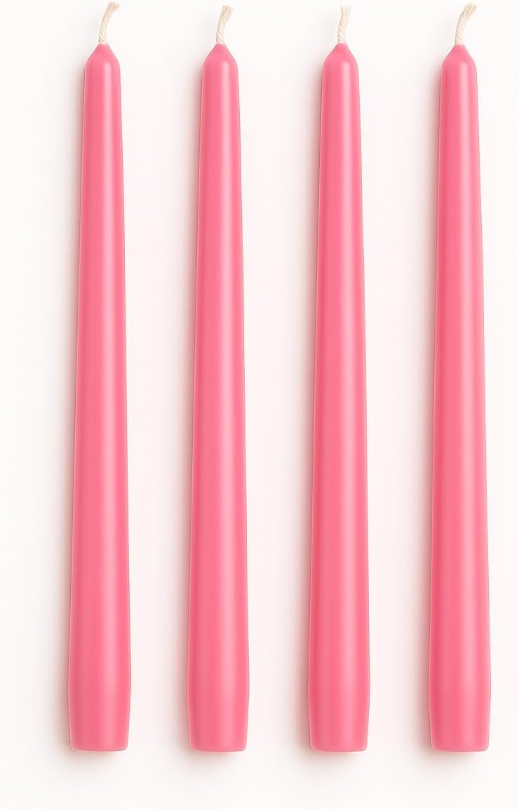 Luces Taper Candles 10 inch (H) Dripless, Set of 4 Pink Scented and Smokeless Candles Long Burning Paraffin Wax with Cotton Wicks for Decoretio-image-14