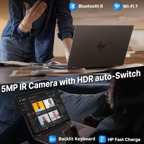 Image of HP OmniBook X Flip 2-in-1 14 inch WUXGA OLED Touch AI Laptop, AMD Ryzen AI 7 445, 24GB LPDDR5X, 2TB Storage (1TB SSD+1TB Docking Station), AMD Radeon 840M, Backlit Keyboard, Win 11 Pro, Deep Espresso