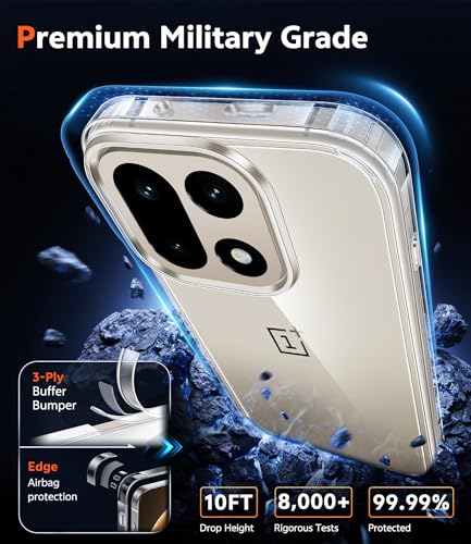 Image of FNTCASE for Oneplus 15 Case Clear: One Plus 15 Phone Cases with Screen Protector Slim Anti Yellowing Military Grade Drop Protection Rugged Shockproof Protective Transparent Cell Cover (Clear)