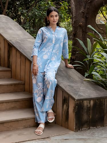 Image of Yashika Women's Cotton Blend Trendy Regular Fit Solid Printed Kurti with Stright Bottom |Kurti Set for Women