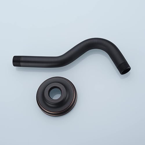 Miniatura 4 de Brazo de ducha curvado en forma de S de 8 pulgadas con brida de acero inoxidable, brazo de tubo de repuesto de extensión, bronce aceitado