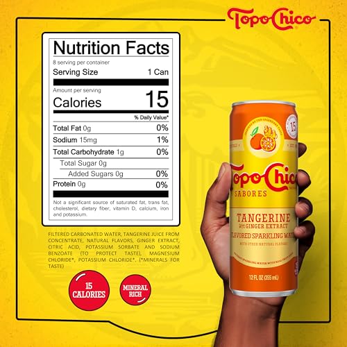 Image of Topo Chico Sabores Tangerine with Ginger Sparkling Water, 12 fl oz, 8 Pack
