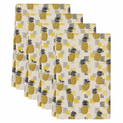 Kitchen Towels Set of 4, Summer Pineapple Soft Microfiber Dish