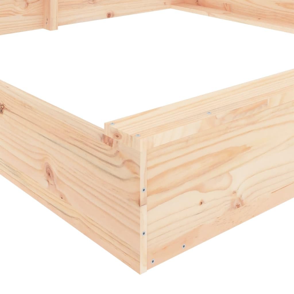 Bac à sable carré en pin massif avec 2 bancs, 160 x 160 cm, pour enfants de 2 à 8 ans, extérieur, jardin, terrasse, aire de jeux pour bouer, construire et bouer